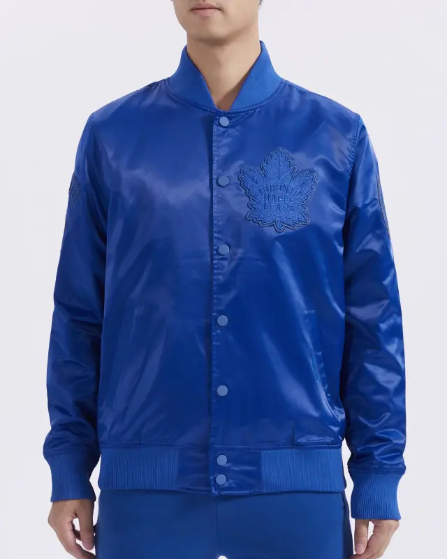 nhl toronto maple leafs triple tonal satin jacket dodger blue